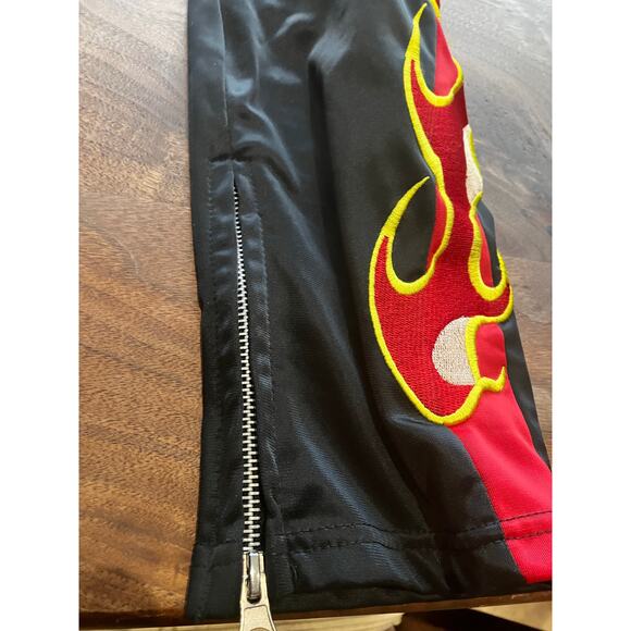 American Stitch Men's Track Pants Small Black Red Flames Drawstring Sweatpants - Picture 4 of 9